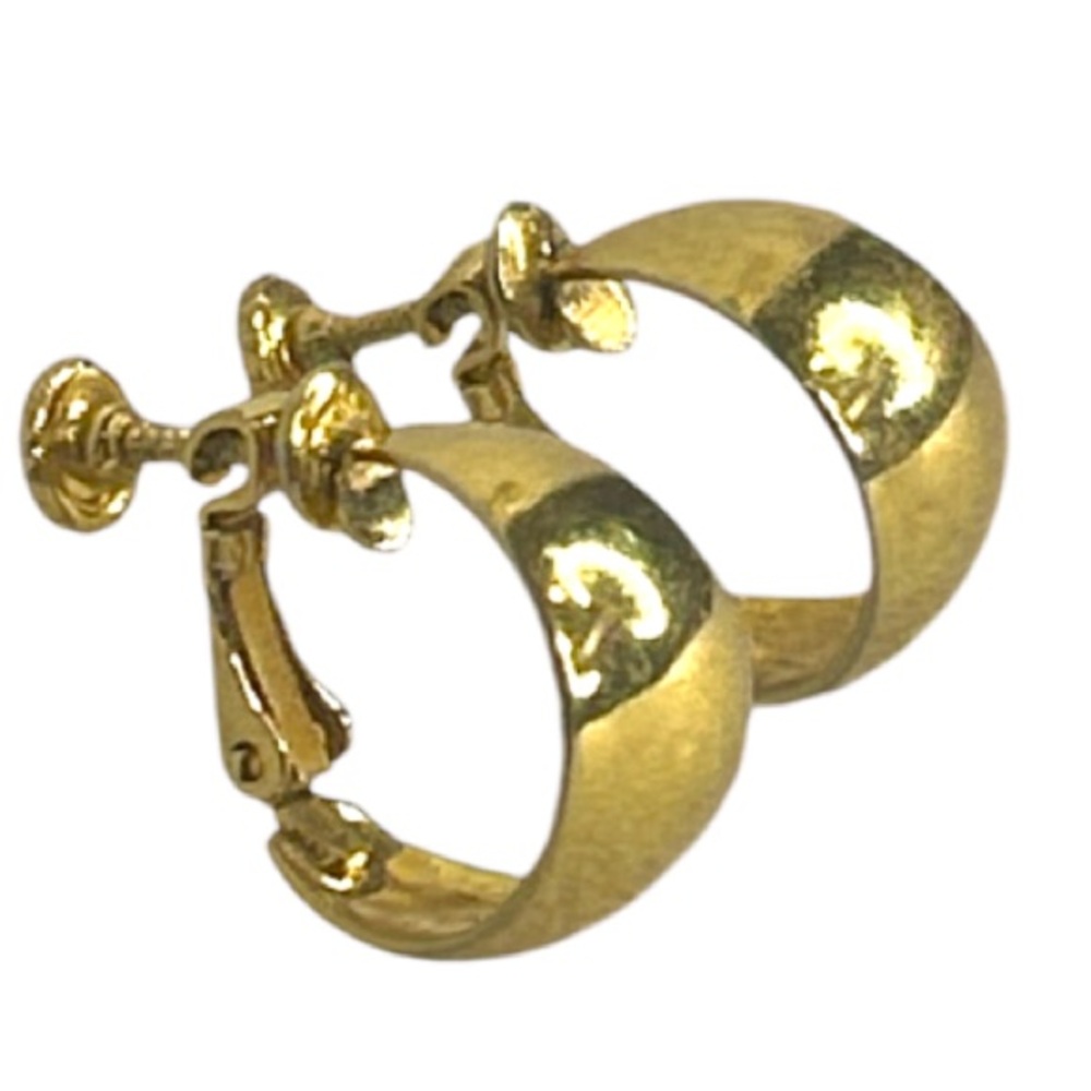 Vintage Napier Hoop Screw Back Clip On Earrings Gold Tone size 5/8